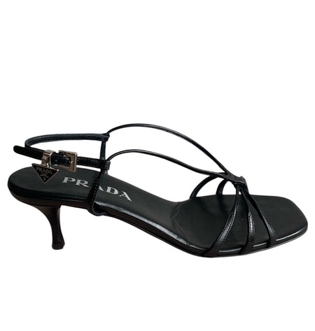 Prada Black Strappy Logo Sandals - 36.5