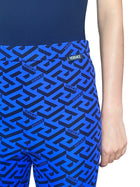 Versace Blue Logo Printed Leggings - 44 / US 6-8