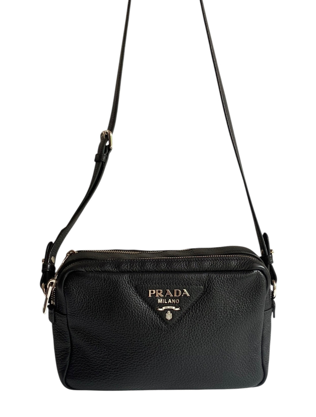 Prada Black Daino Leather Crossbody Camera Bag