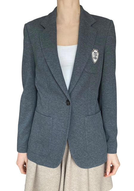 Brunello Cucinelli Grey Badge Detail Piqué Blazer - IT 40 / US 4
