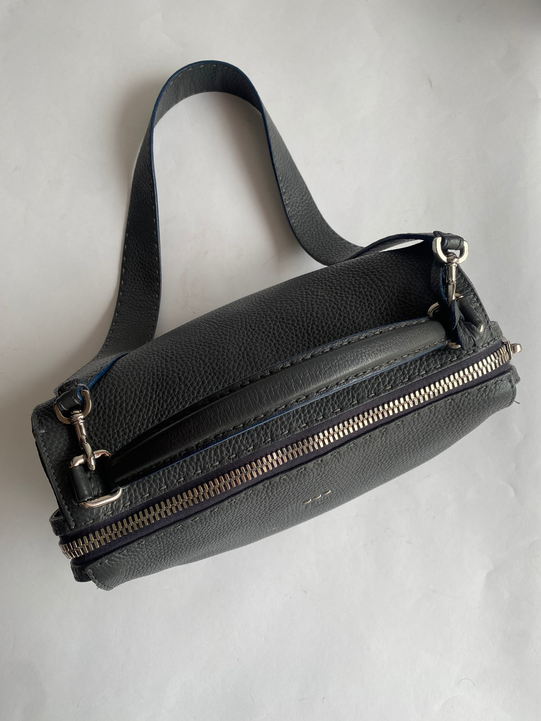 Fendi Slate Selleria Lei Boston Shoulder Bag