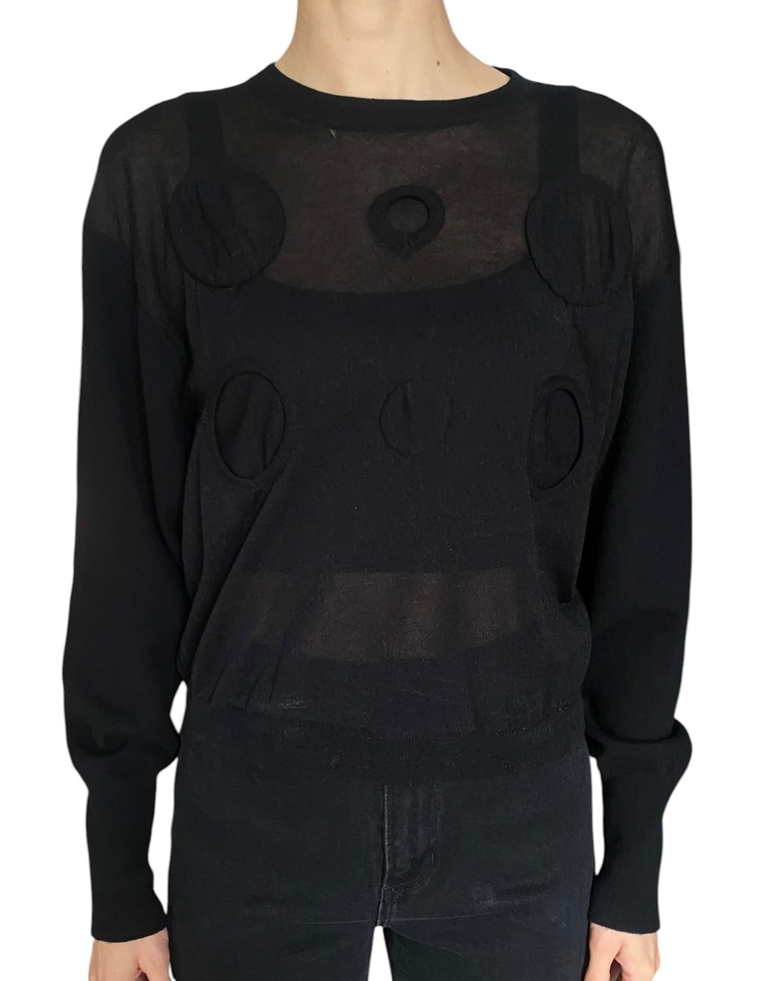 Louis Vuitton Black Cashmere Blend Circle Motif Knit Long Sleeve Top - S