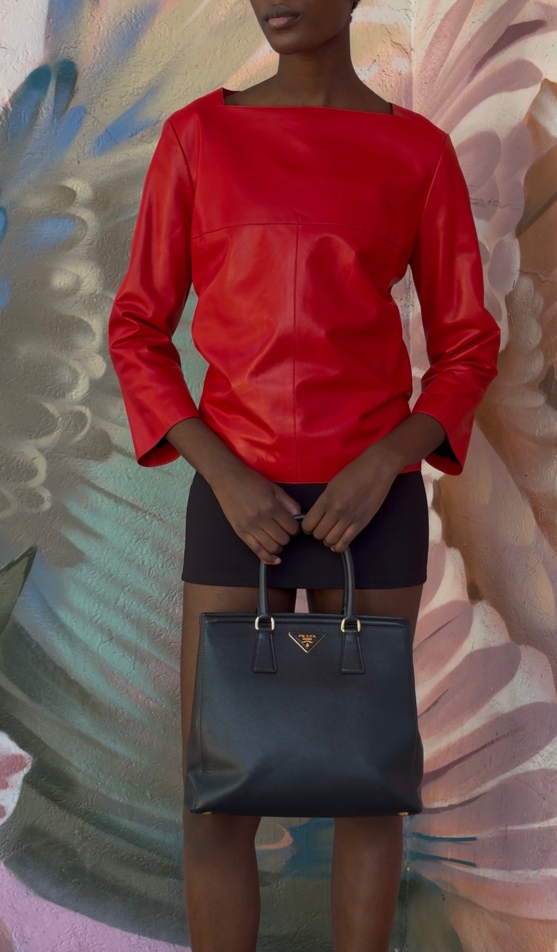 Prada Black Saffiano Leather Top Handle Tote Bag