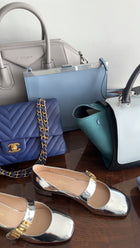 Celine Light Blue Smooth Leather Clasp Frame Bag
