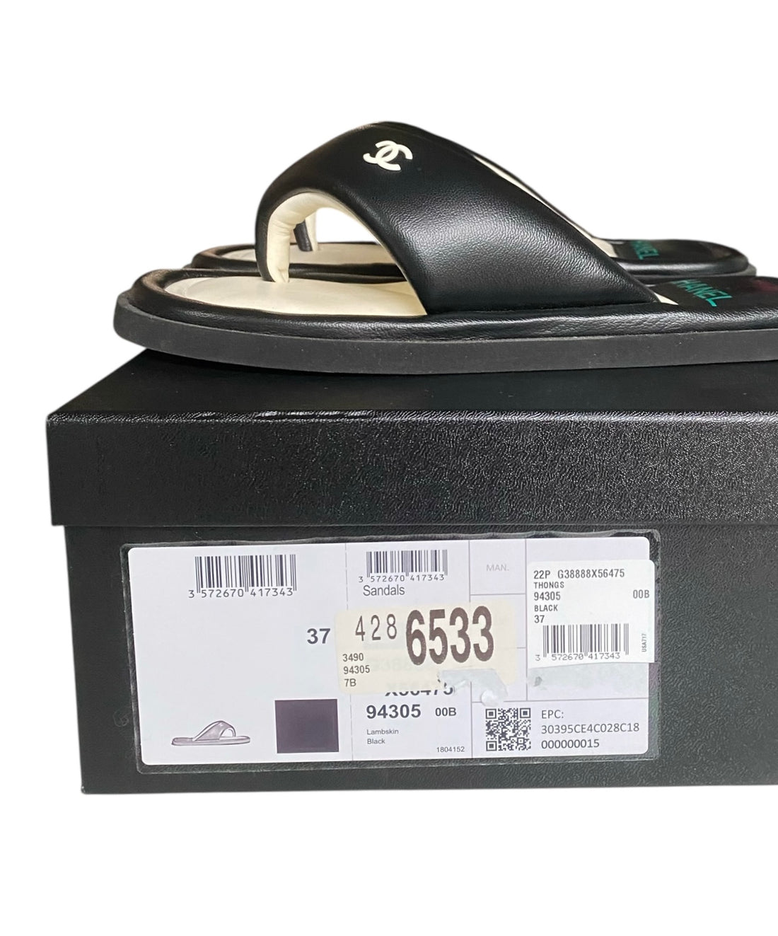 Chanel Black CC Logo Flip Flop Sandals - 37