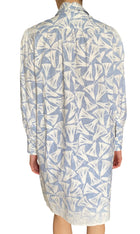 Prada Blue Cotton Papyrus Motif Ruffle Mini Dress - IT 38 / US 4
