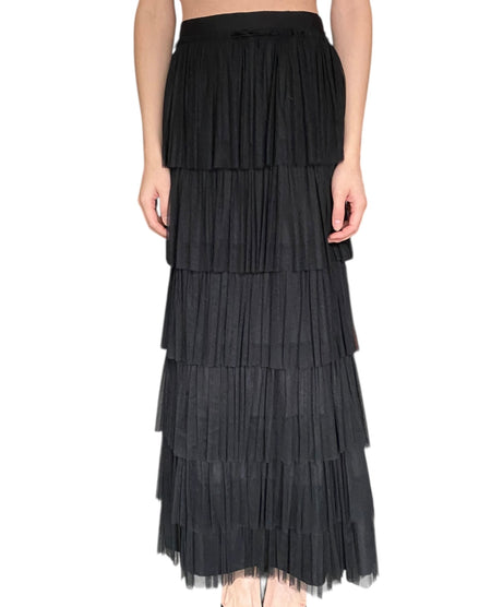 Lanvin Black Silk Tiered Maxi Skirt - 38 / US 4