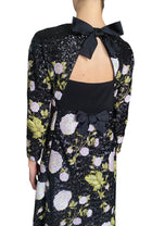 Giambattista Valli Black & Pink Sequinned Floral Embroidered Gown - IT 44 / US 8