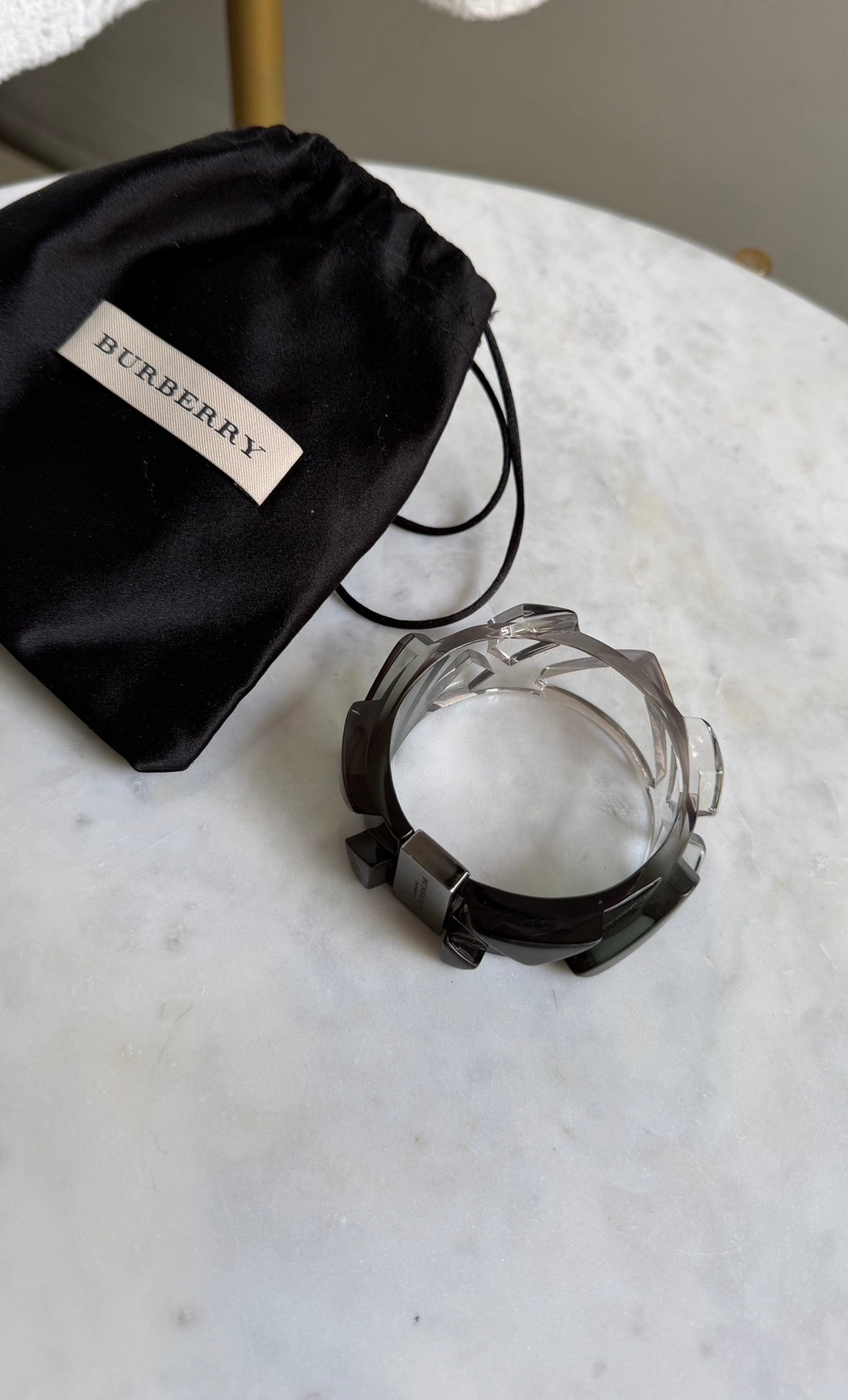Burberry Clear Smoke Ombre Acrylic Resin Bangle Bracelet - XS