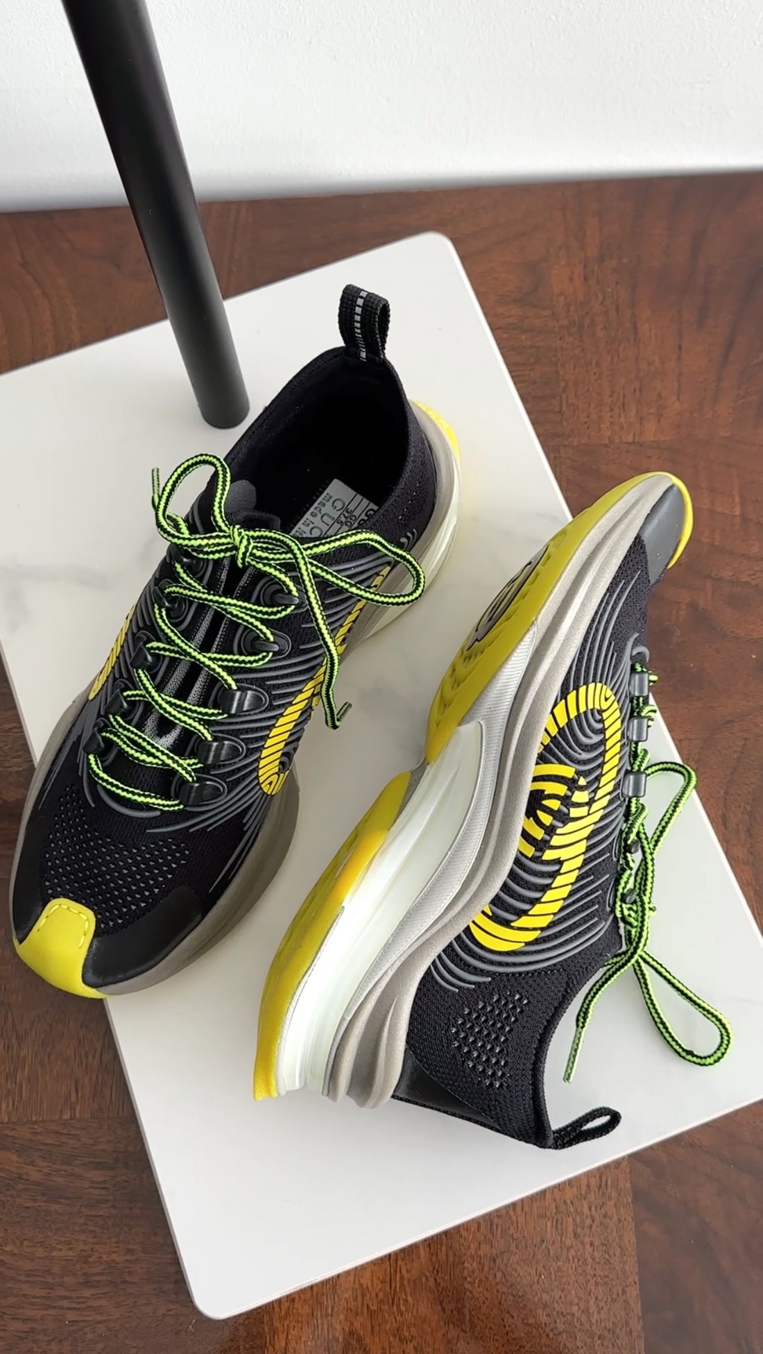 Gucci Black Yellow Green Run Sneakers - 37