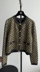 Chanel 20A Black and gold Shimmer Knit Cardigan Sweater - S / M