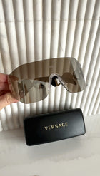 Versace Grey Mirror Gold Medusa Biggie Mask Sunglasses