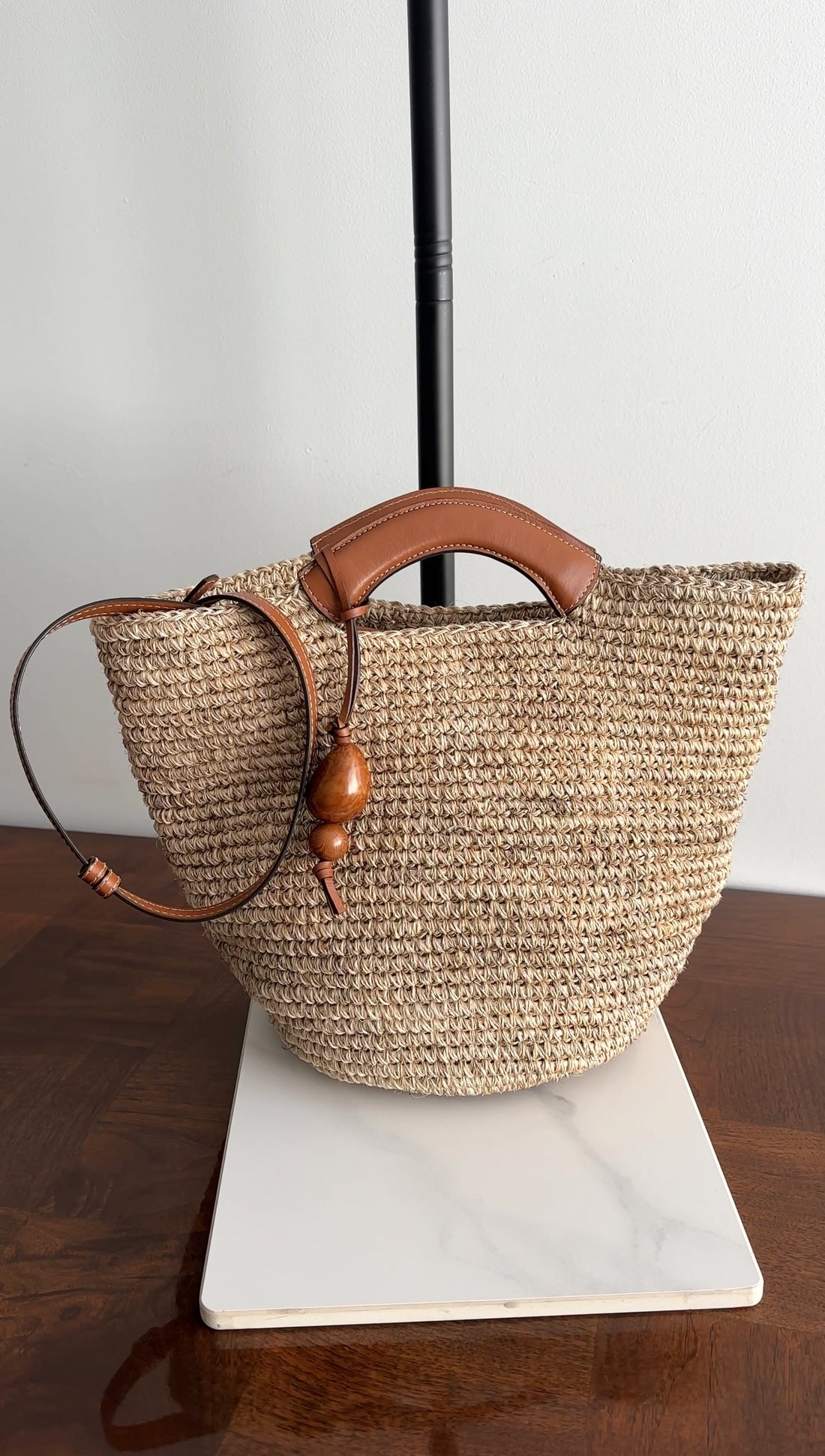 Hunting Season Natural Raffia Woven Two Way Basket Bag