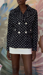 Chanel Black White 2019 C La Pausa Button Diamond Tweed Jacket-  FR 40 / 8 / M