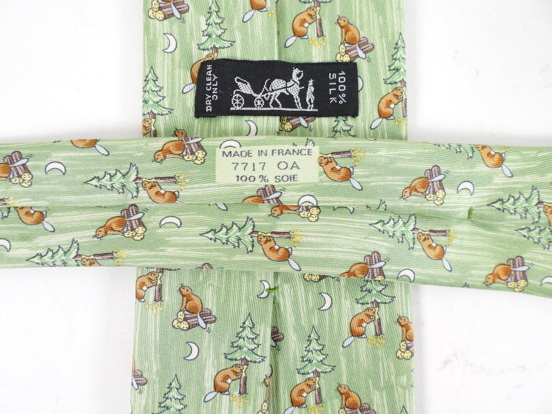 Hermes Vintage Silk Twill Pattern Tie