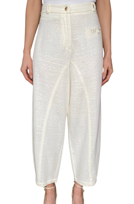Giorgio Armani Ivory Jersey Knit Relaxed Trousers - IT 44 / US 8