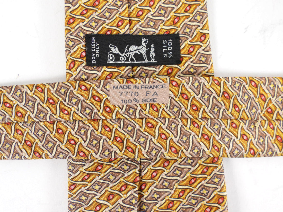 Hermes Vintage Silk Twill Pattern Tie