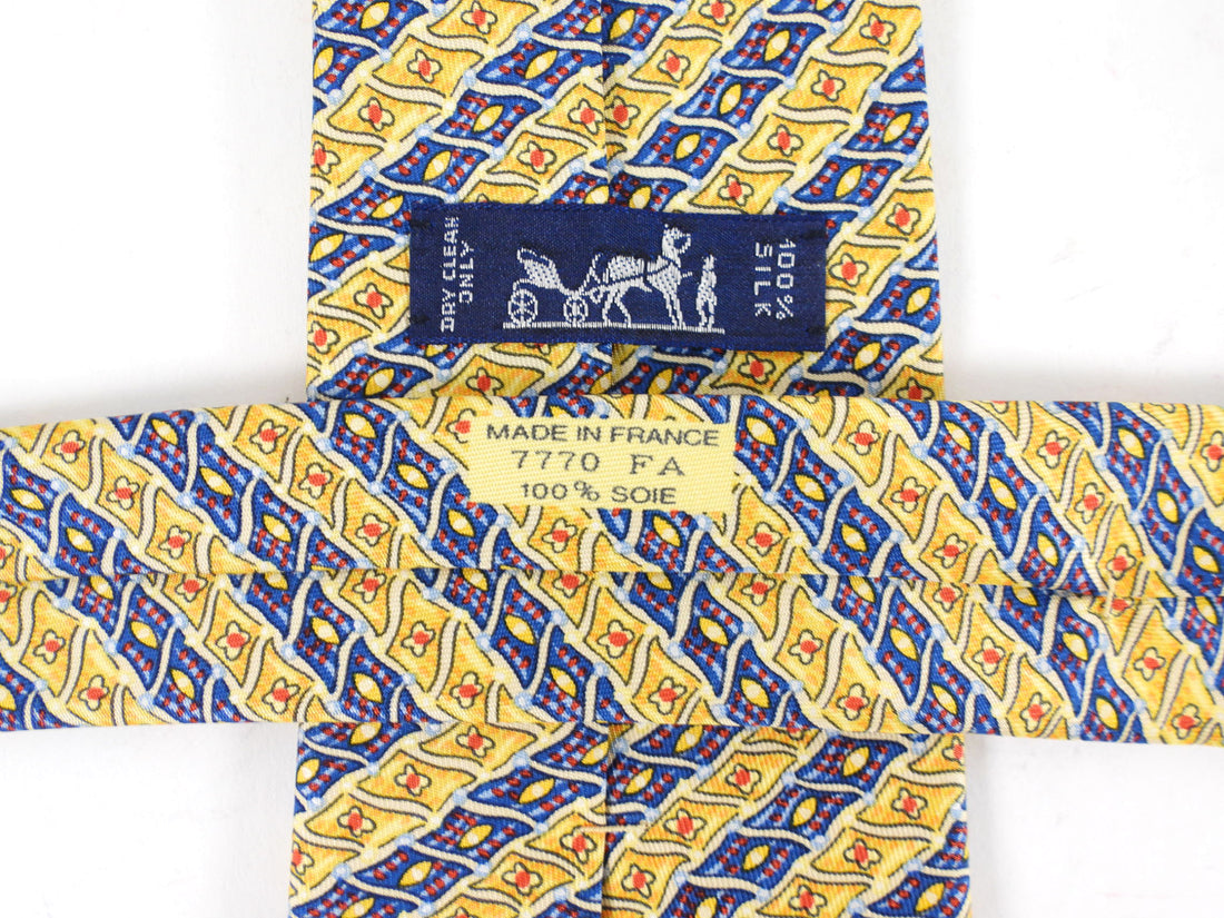 Hermes Vintage Silk Twill Pattern Tie