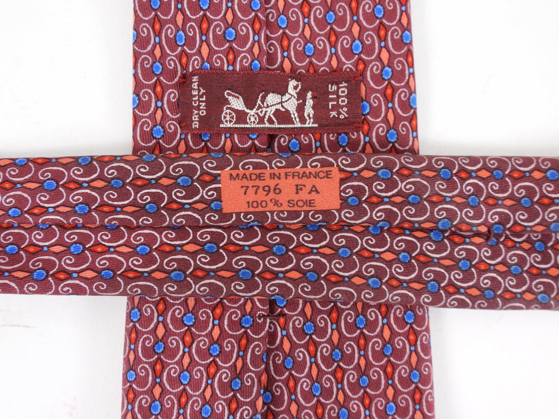 Hermes Vintage Silk Twill Pattern Tie
