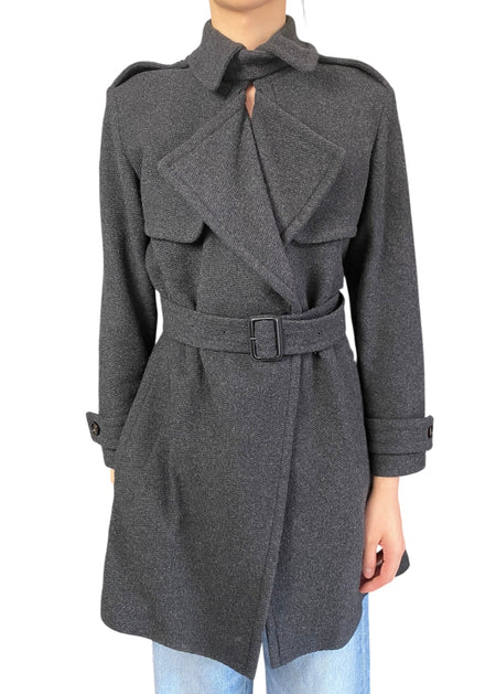 Burberry Grey Cashmere Trench Coat - US 2