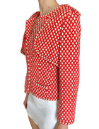 Chanel Spring 2008 Red & White Dotted Epaulet Tweed Jacket - 42 / US 4