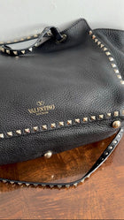 Valentino Rock Stud Black Leather Trapeze Bag