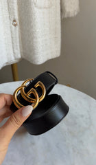 Gucci Black Marmont Belt Goldtone Hardware - 85