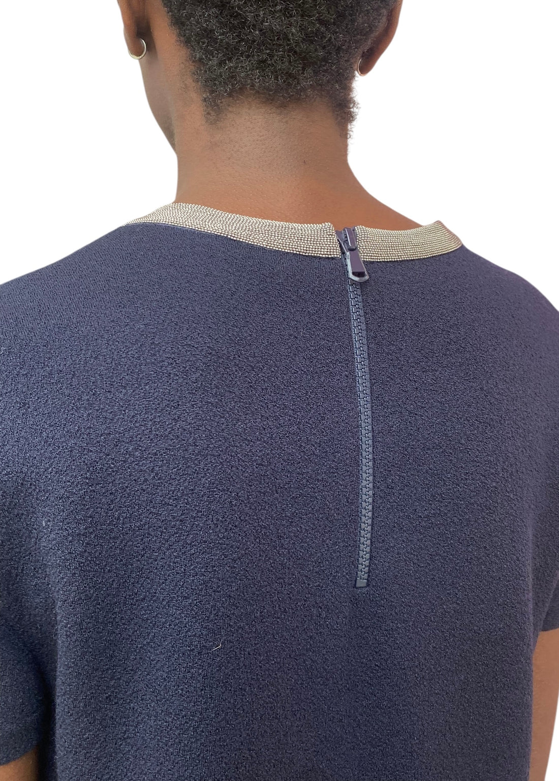 Brunello Cucinelli Navy Wool Monili Shift Dress - M / US 6-8