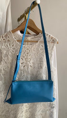 Jil Sander Turquoise Blue Aged Leather Empire Crossbody Small Zip Bag