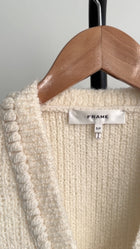 Frame Ivory Boucle Knit Cardigan Sweater with Gold Buttons - S