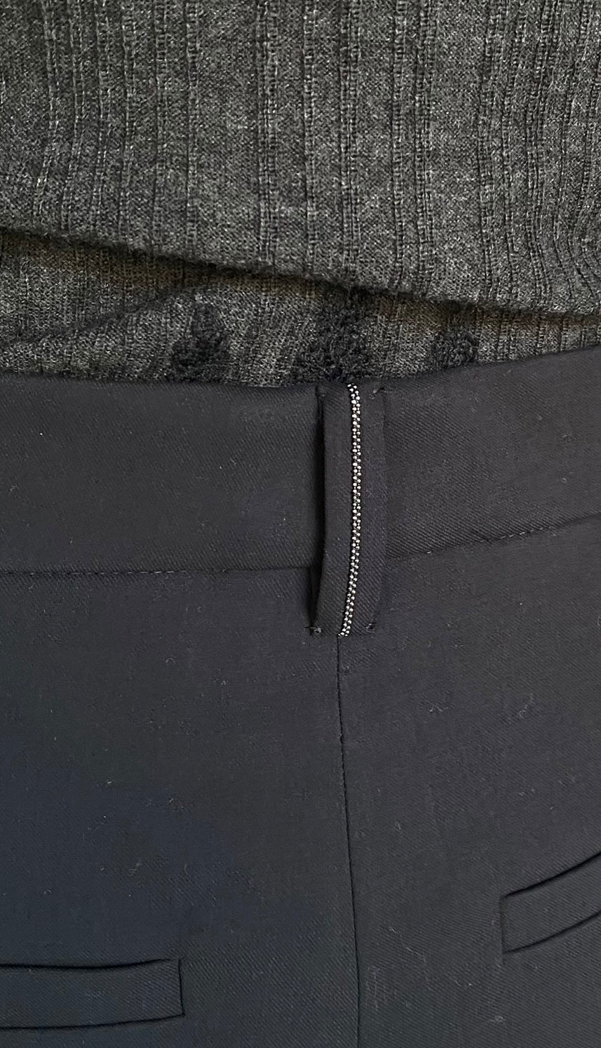 Brunello Cucinelli Navy Monili Cotton Trousers - IT 34 / US 2