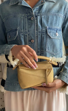 Loewe Mini Puzzle Edge Gold Metallic Leather Two Way Bag