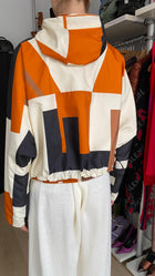 Fendi Orange Geo Puzzle Print Reversible Cropped Hooded Rain Jacket - M / 8-10
