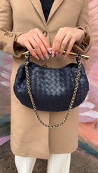 Bottega Veneta Navy Intrecciato Leather Medium Sardine Chain Bag