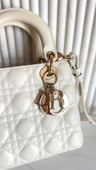 Christian Dior Small Ivory Leather ABC My Lady Dior Cannage Bag