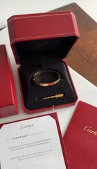 Cartier 18k Yellow Gold 4 Diamond Love Bracelet - 17