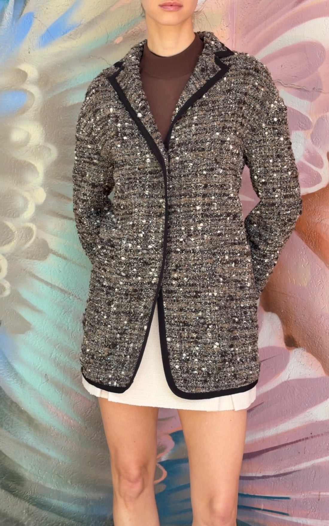 Giambattista Valli Tweed Sequin Wool Short Coat - 40 / US 4