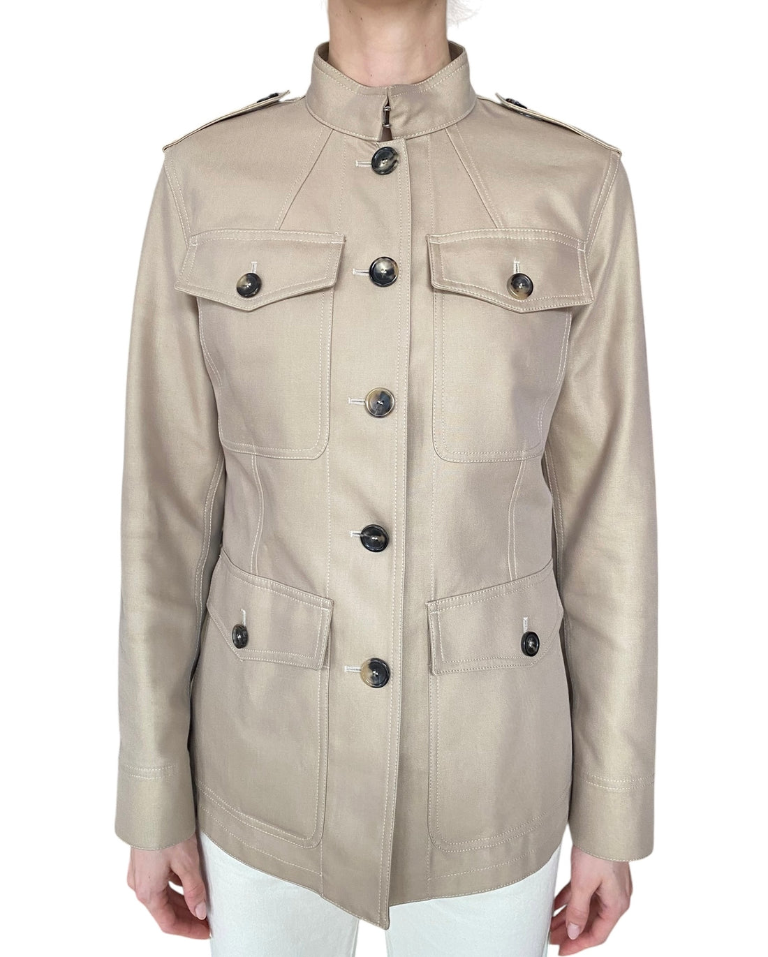 Loro Piana Beige “Ashley” Cotton Silk Twill Jacket - 42 / US 6