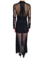 Bluemarine Black Ruched Mesh Long Sleeve Gown - IT 42 / US 6