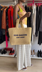 Saint Laurent Rive Gauche Woven Raffia Beach Large Tote Bag