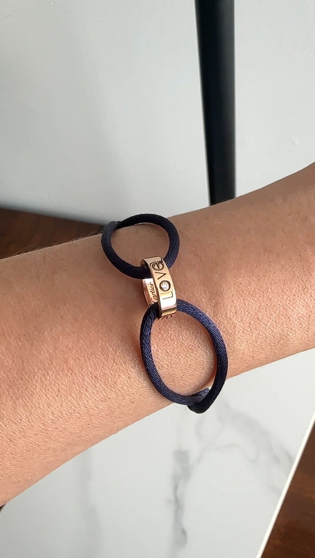 Cartier 18k Rose Gold Love Cord 1 Diamond Bracelet