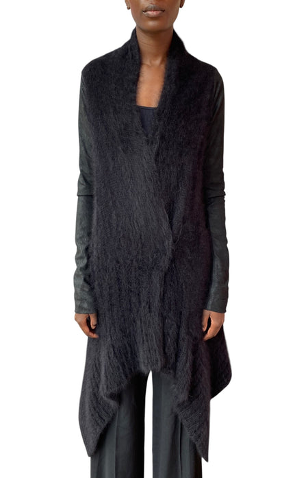 Rick Ownes Black Alpaca Wrap Cardigan - L