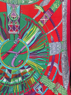 Hermes 140cm Silk Cashmere Cientures et Liens Pink Green Shawl Scarf