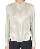 Giorgio Armani Ecru Silk Notched Jacket - IT 42 / US 8