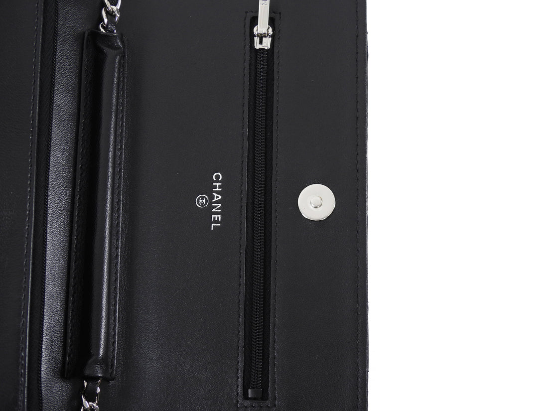 Chanel Black Lambskin Leather CC Classic Wallet on Chain SHW