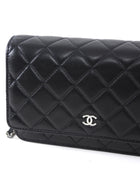 Chanel Black Lambskin Leather CC Classic Wallet on Chain SHW