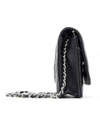 Chanel Black Lambskin Leather CC Classic Wallet on Chain SHW