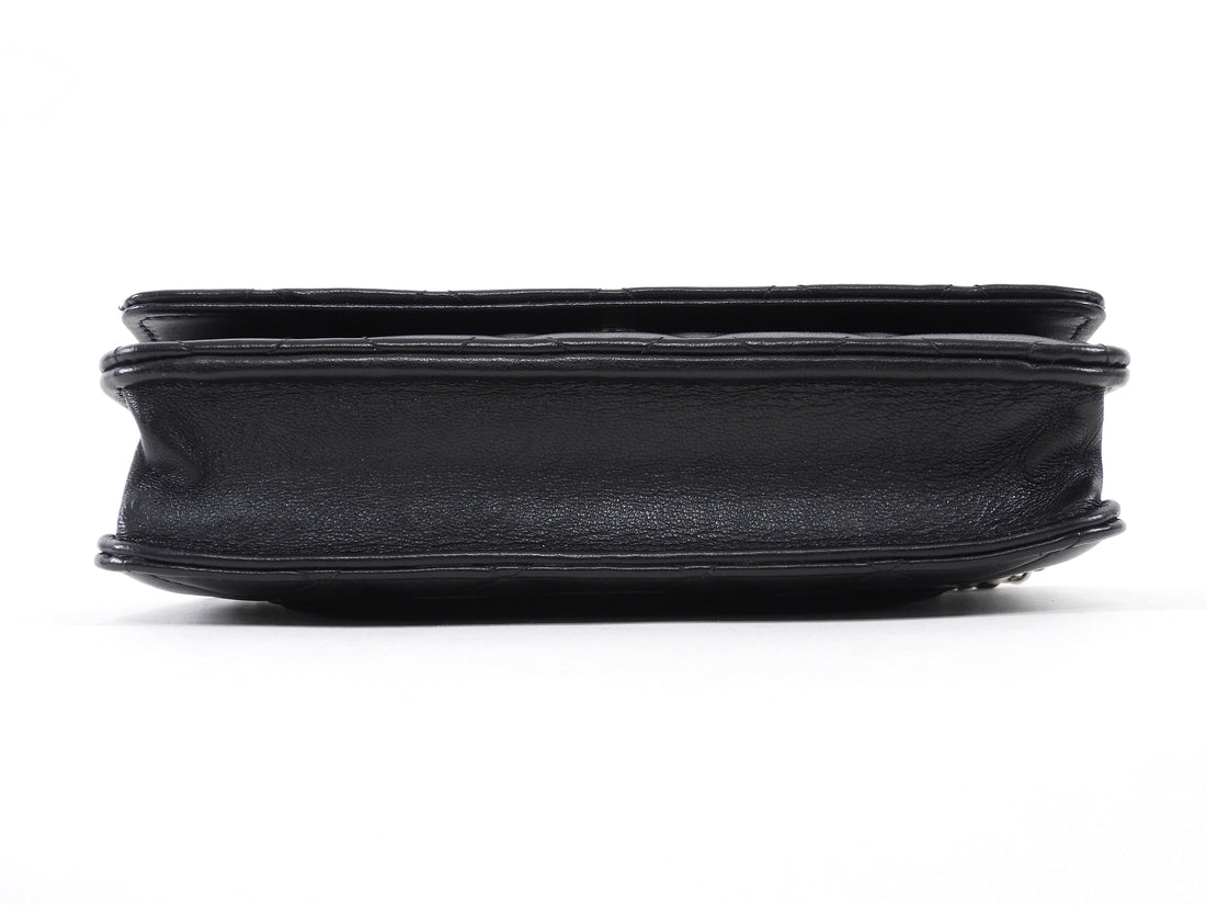 Chanel Black Lambskin Leather CC Classic Wallet on Chain SHW