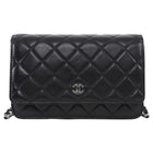Chanel Black Lambskin Leather CC Classic Wallet on Chain SHW