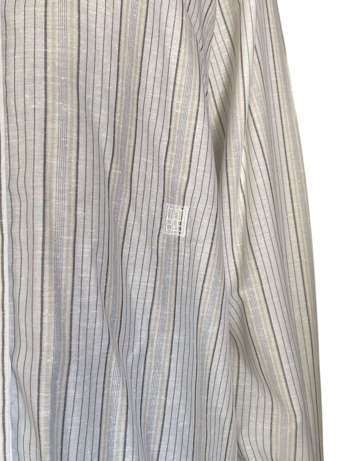 Toteme Beige Striped Oversized Silk Blend Shirt - 38 / US 4-6